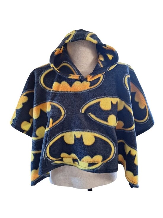 DC Comics Other - Handmade Batman Kids Fleece Poncho With Hood & Pocket Car Seat Black Yellow